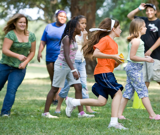 children running in park