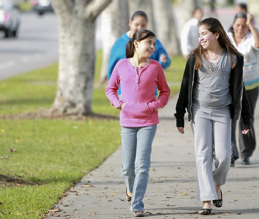 two children walking