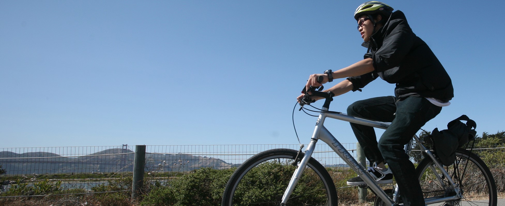 man biking on a hill