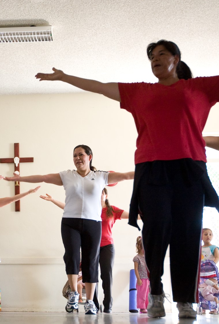 group of women exercising