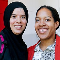 two women smiling