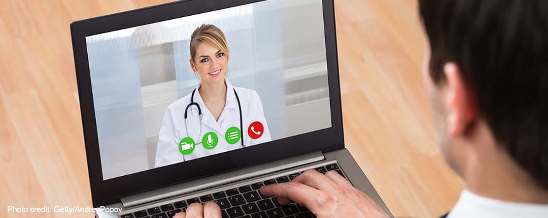 Image of video conference with doctor