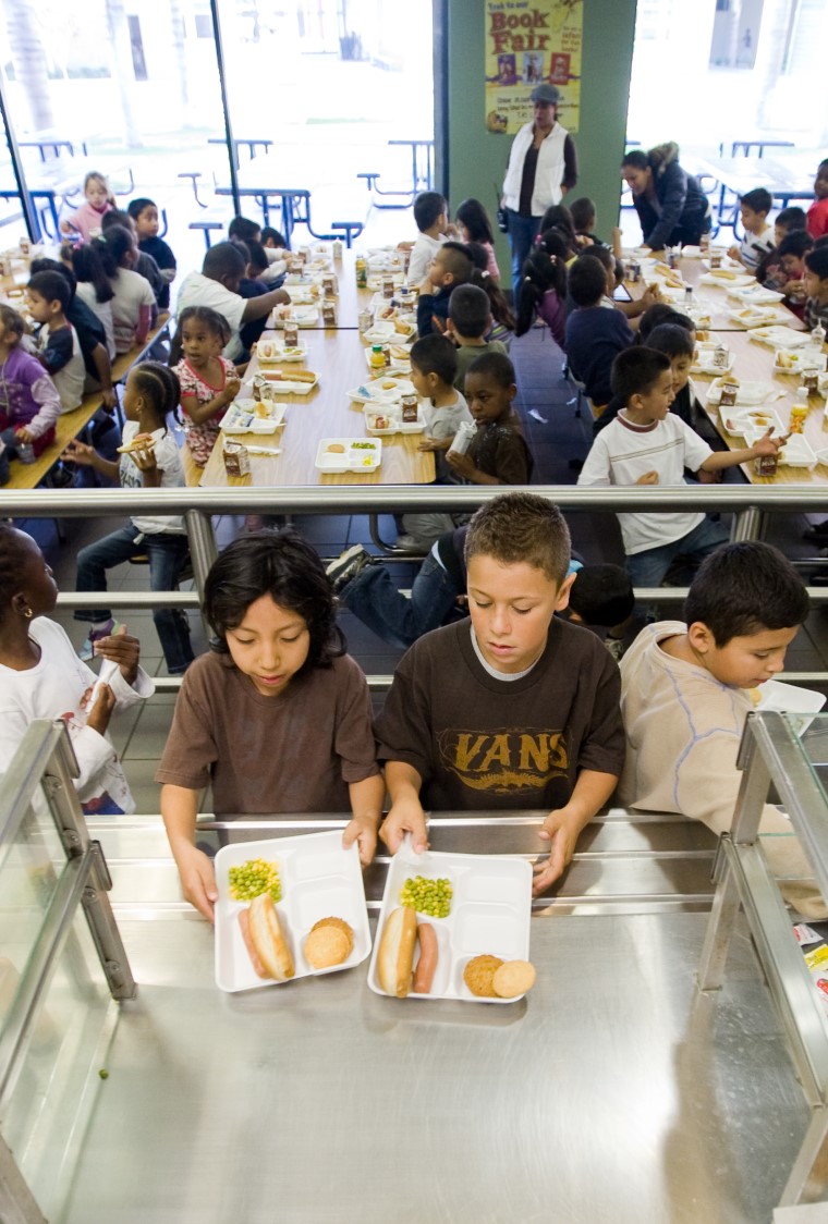 children in school cafeteria