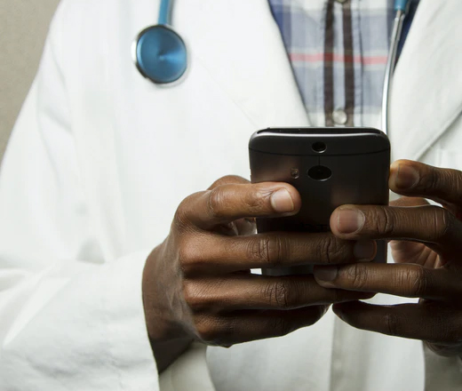 doctor using smartphone