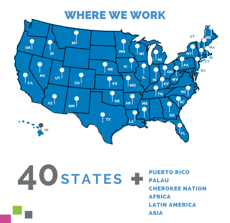 Map showing where CWN works