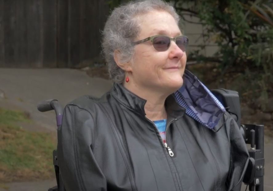 Person in a wheelchair looking out to the horizon