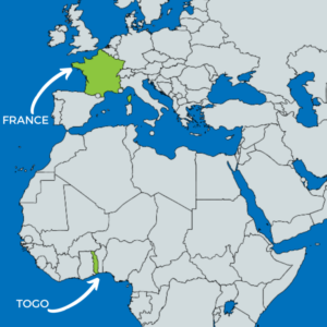 map of togo and france
