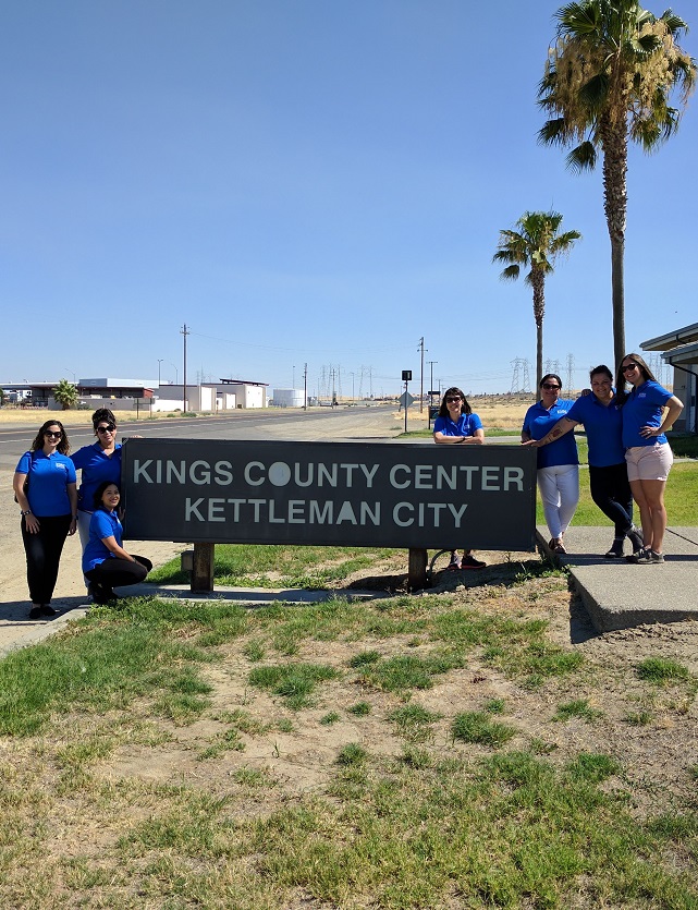 SRG interviewers for the Kettleman City survey, standing in front of the Kings County Center in Kettleman City