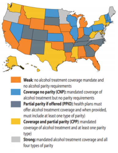 State Heterogeneity in Parity Laws for Alcohol Treatment Prior to the MHPAEA