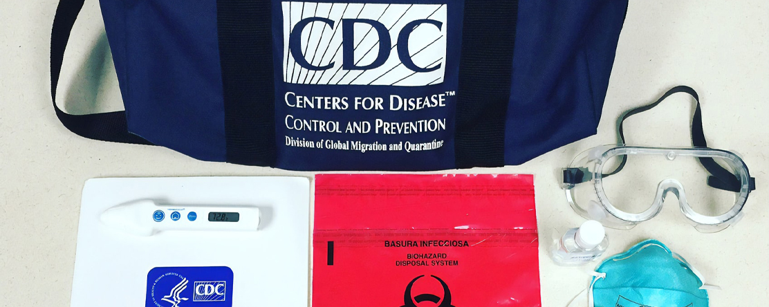CDC Supply bag with thermometer with face mask