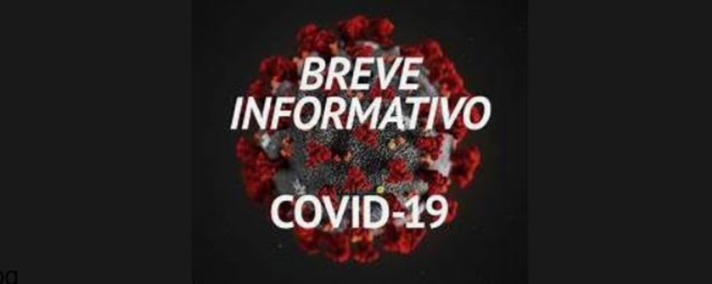 a drawing of the COVID-19 virus with the words "breve informativo"
