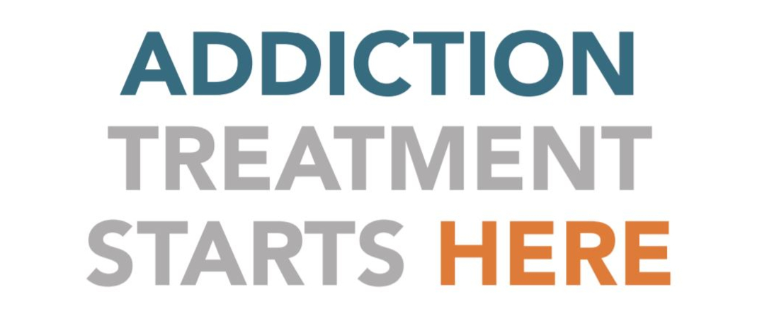 text: addiction treatment starts here