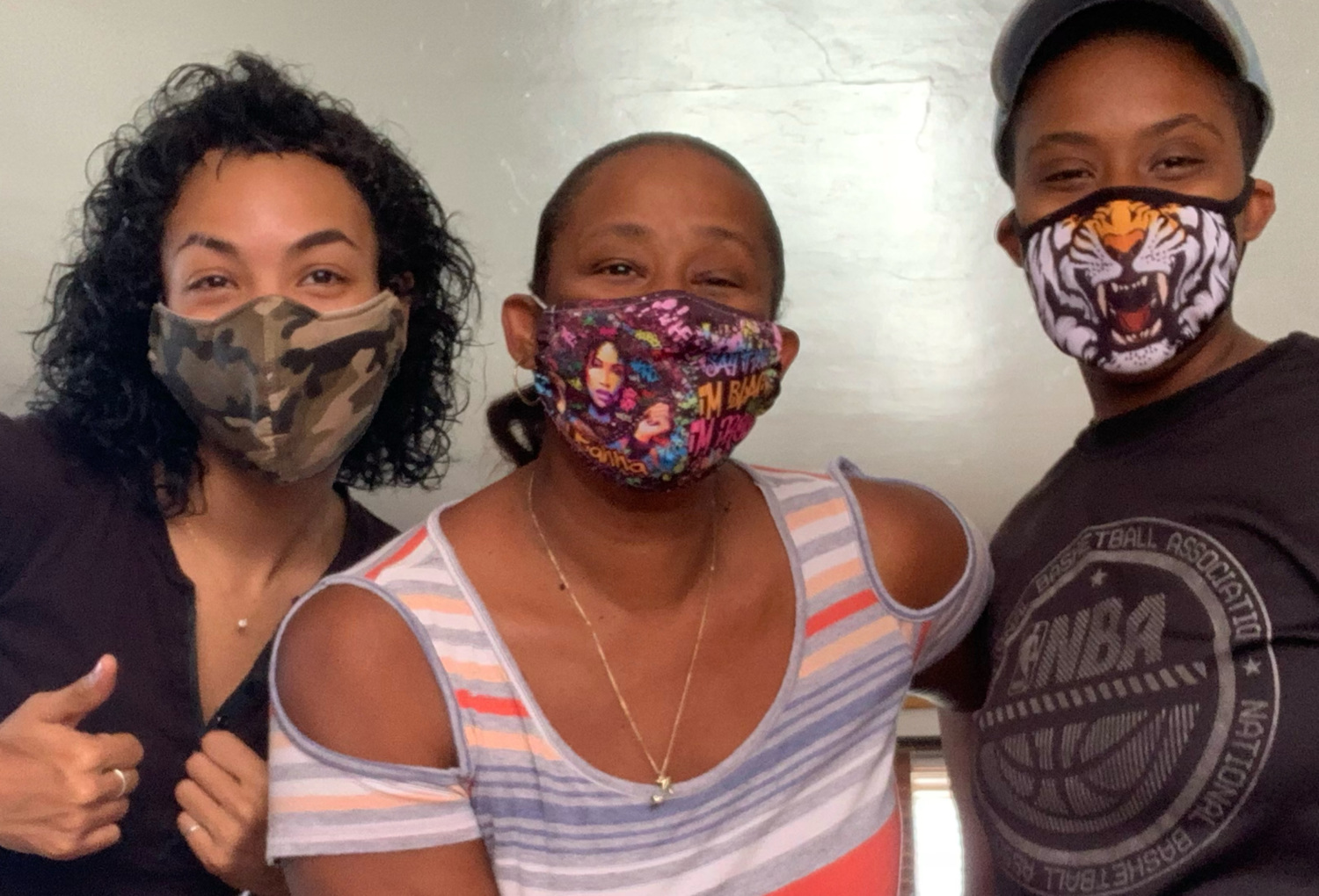 Deana and friends wearing face masks