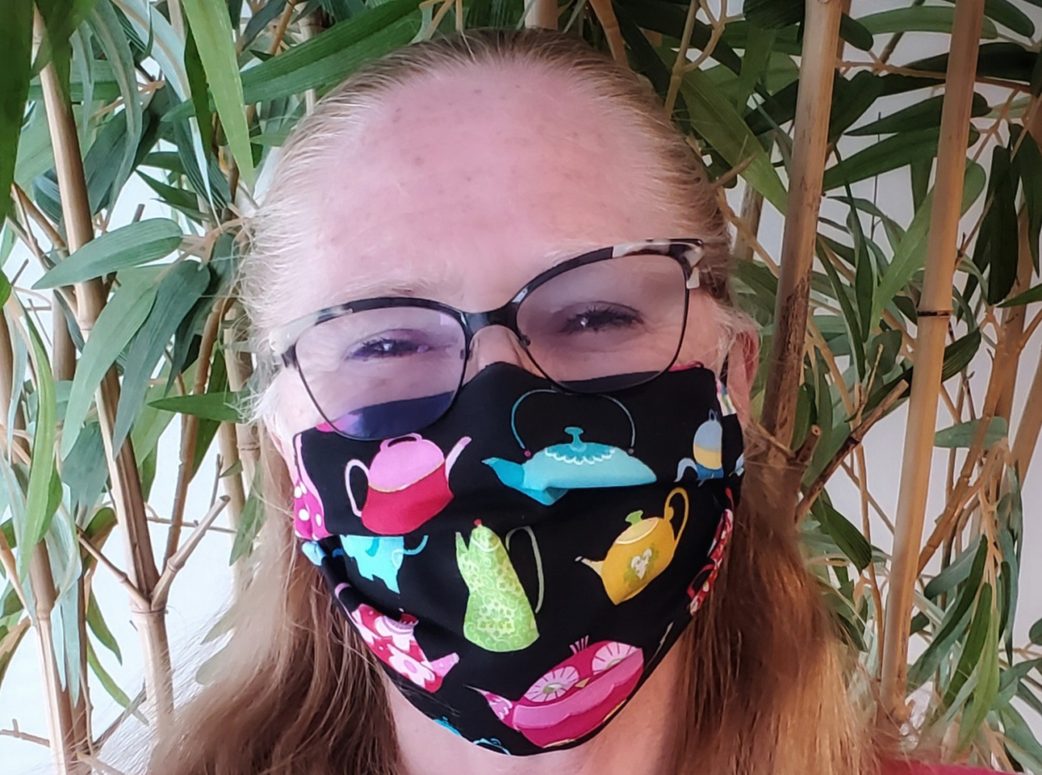 PHI's Gail wearing a face mask