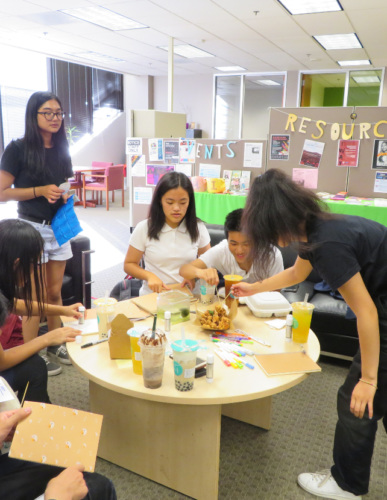 IWAY youth around a round table working together on a project