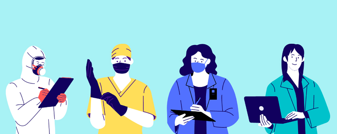 Drawing of healthcare workers