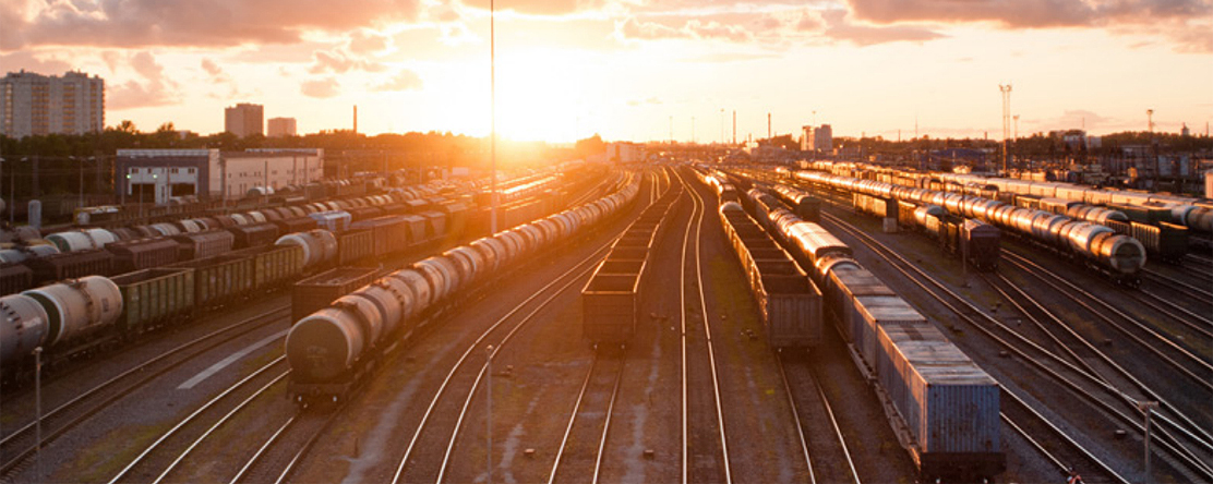 Freight Trains on tracks during sunset