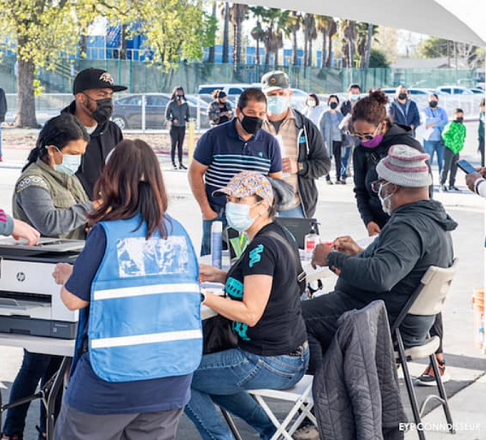 People attending a vaccine clinic