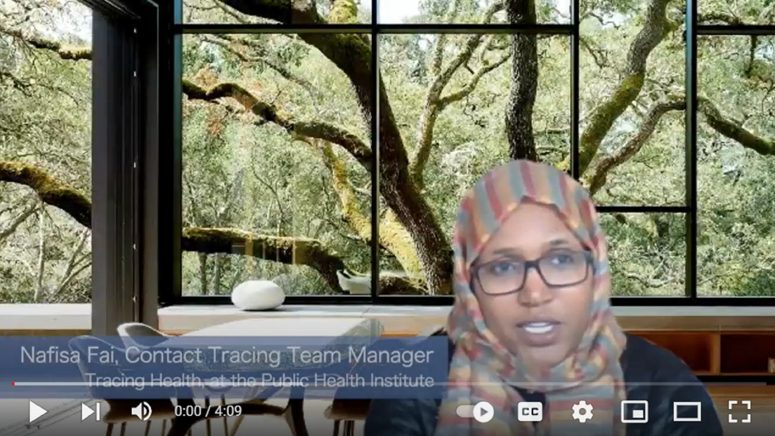 Screenshot from video: Nafisa Fai, from PHI's Tracing Health contact tracing program, discusses the real mental health impacts of COVID-19, and how PHI's contact tracers are trained to provide intervention, support and resources to those at risk.