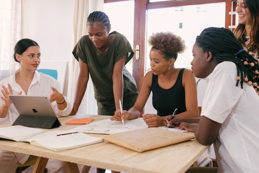 People collaborating around a table