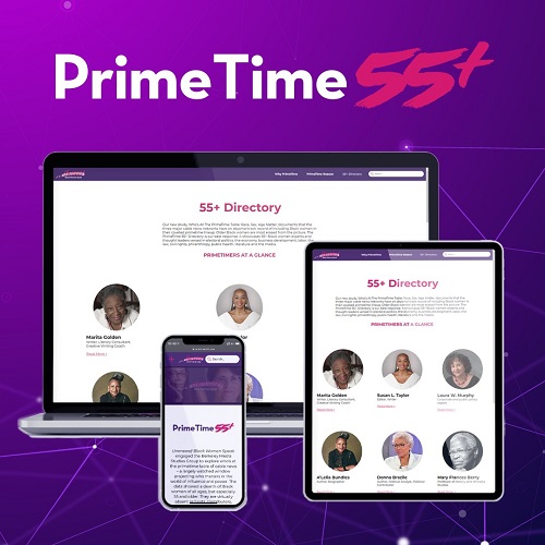 PrimeTime 55+ site shown on multiple screens