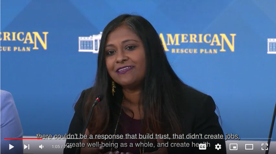 Dr. Somava Saha, director of PHI's Communities RISE Together (RISE) joins the 2022 White House Workforce Development Summit.