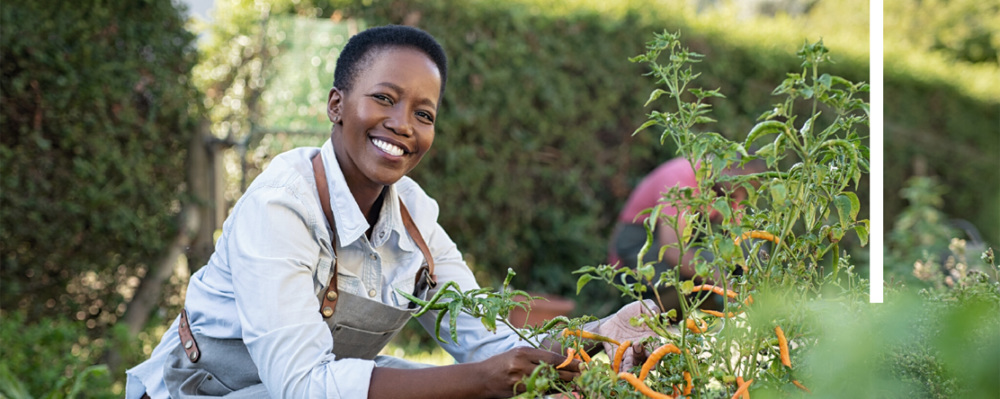 woman smiling in garden