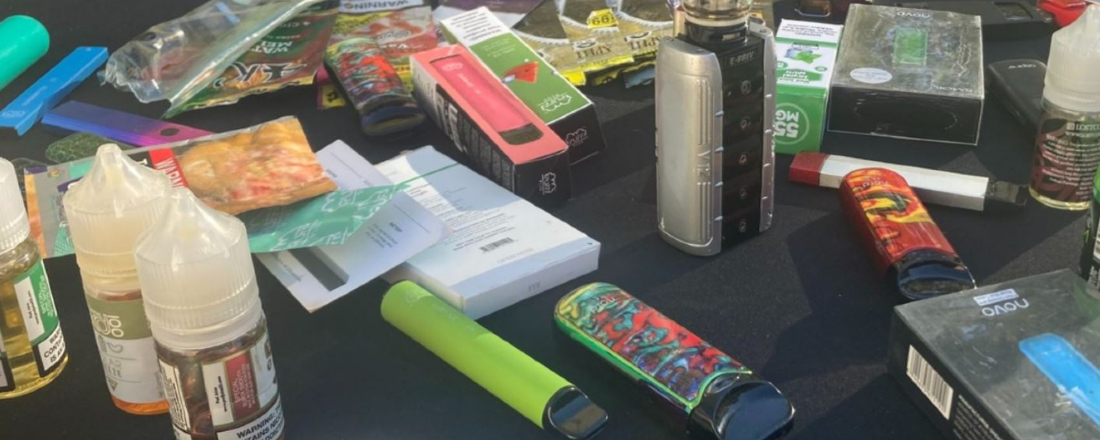 A table covered with flavored cannabis products