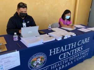 Santa Barbara health department tabling with covid info