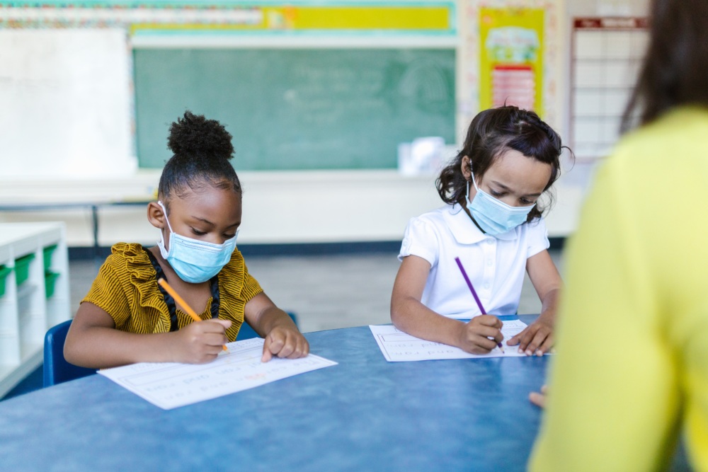 students wearing masks at school