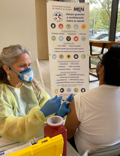 Man getting the COVID vaccine