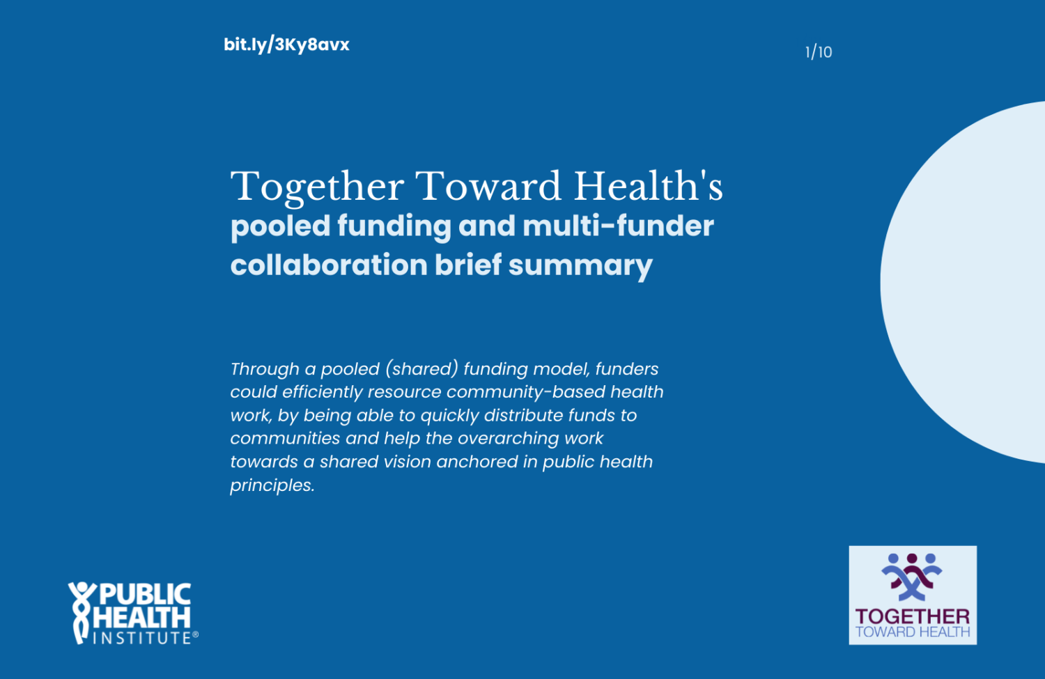 Through a pooled (shared) funding model, funders could efficiently resource community-based health work, by being able to quickly distribute funds to communities and help the overarching work towards a shared vision anchored in public health principles.