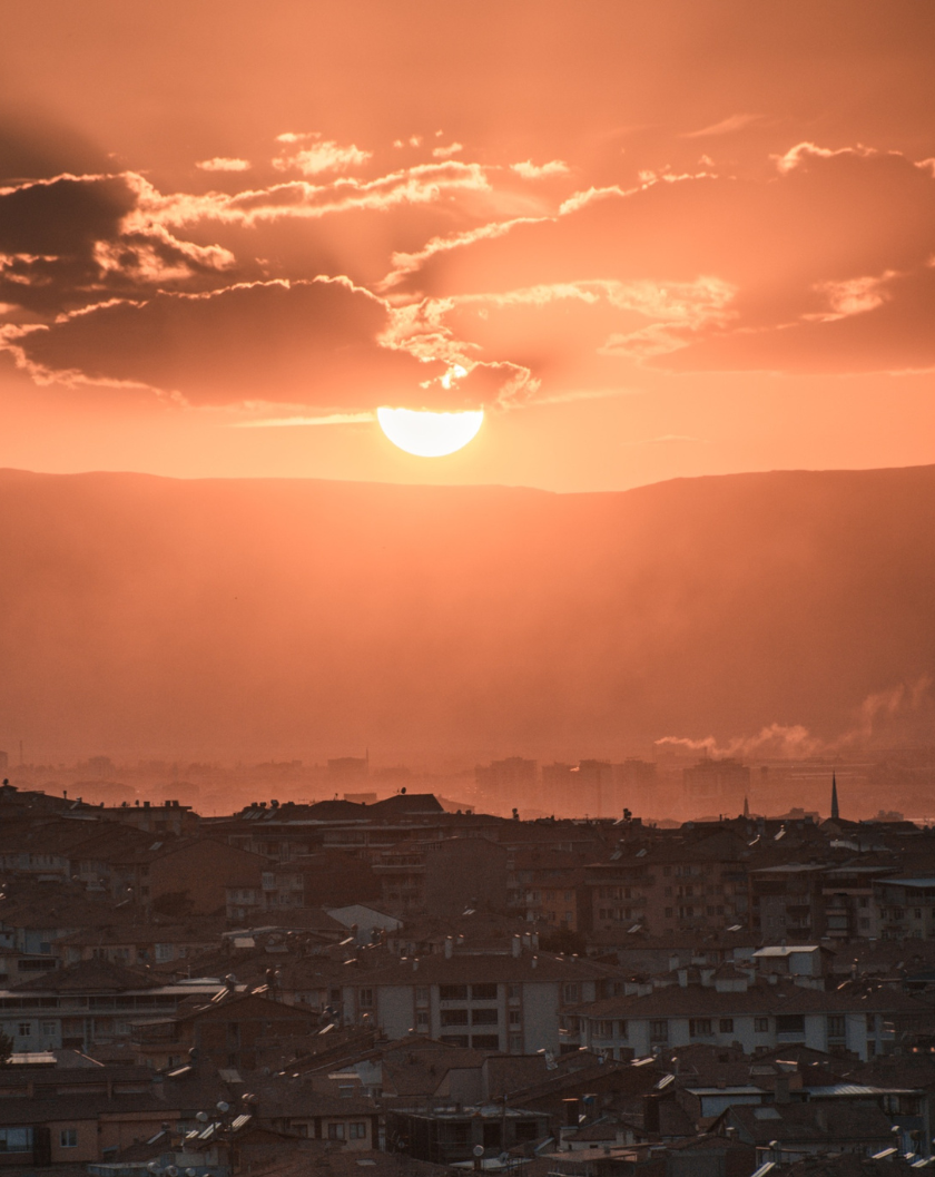 City covered in smoke and smog