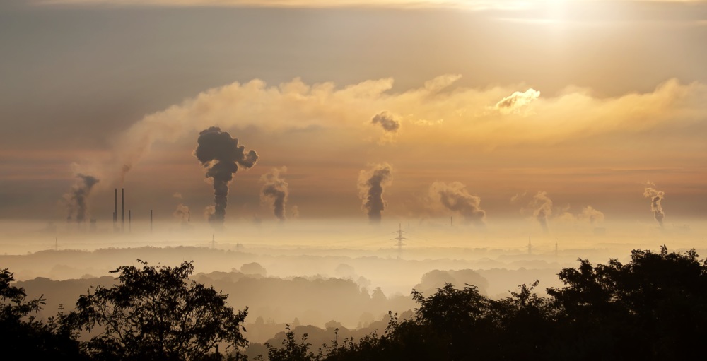 stacks of air pollution