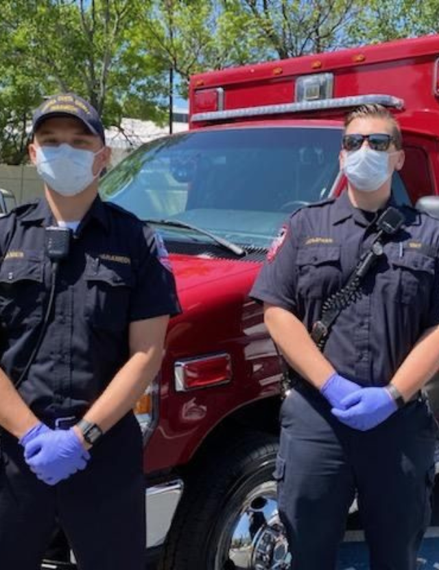 Two emergency medical services staff members