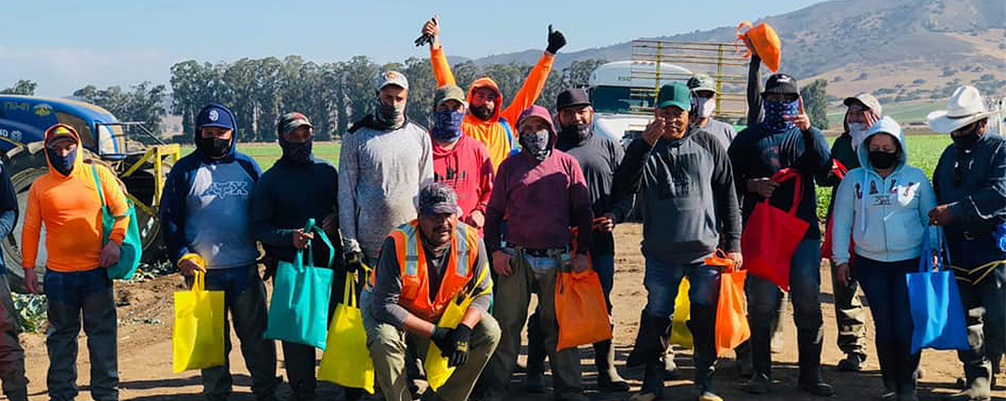 Group of essential workers with masks