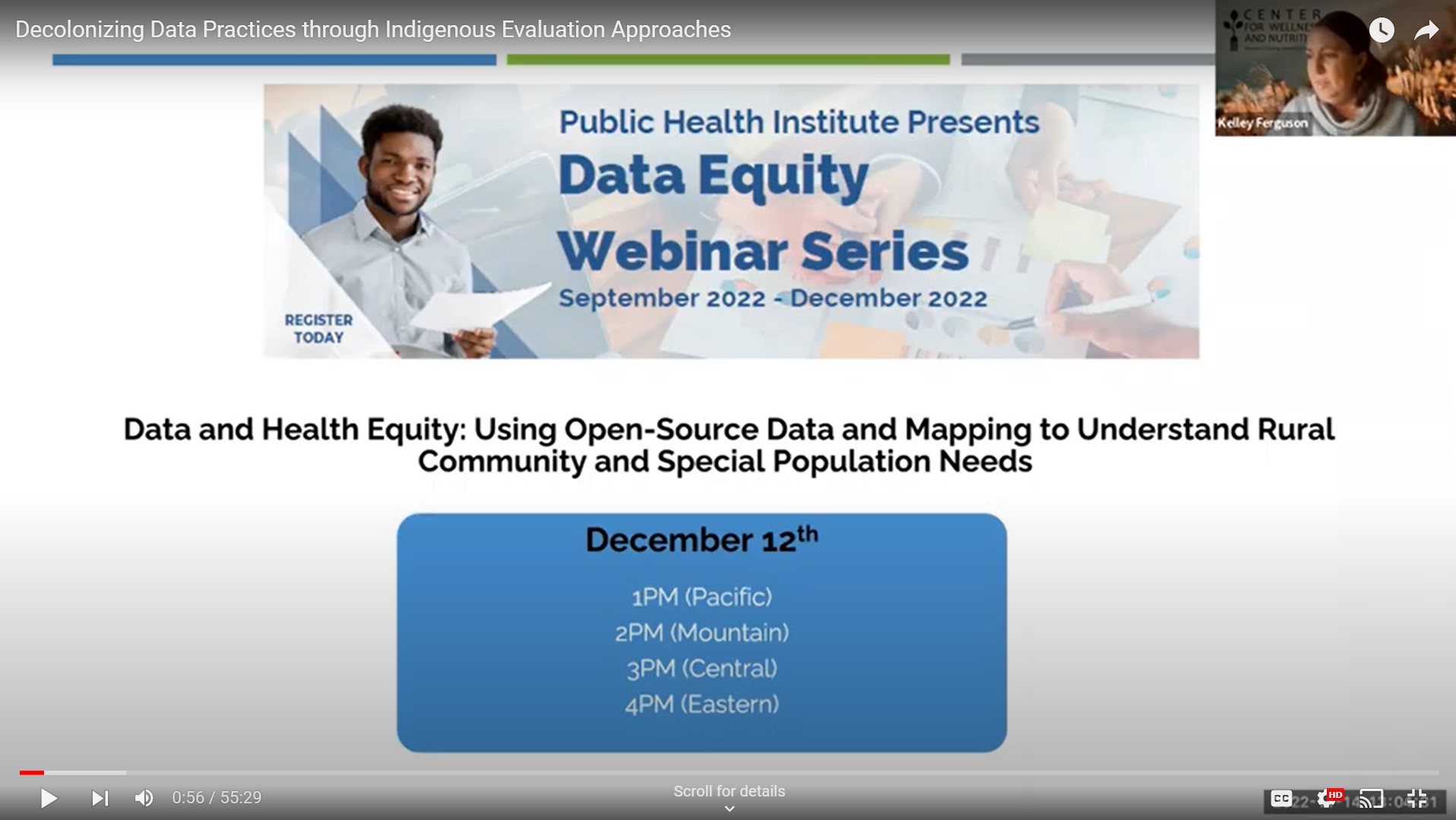 screenshot of PHI's Data Equity Webinar