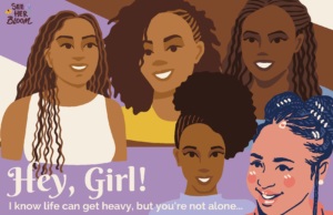 Cartoon of young, Black girls