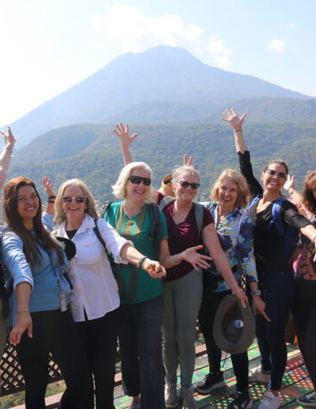 Rise Up Guatemala travel group in front of Lake Atitlán