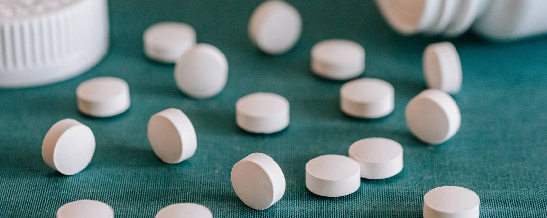 pills spilled over on a counter