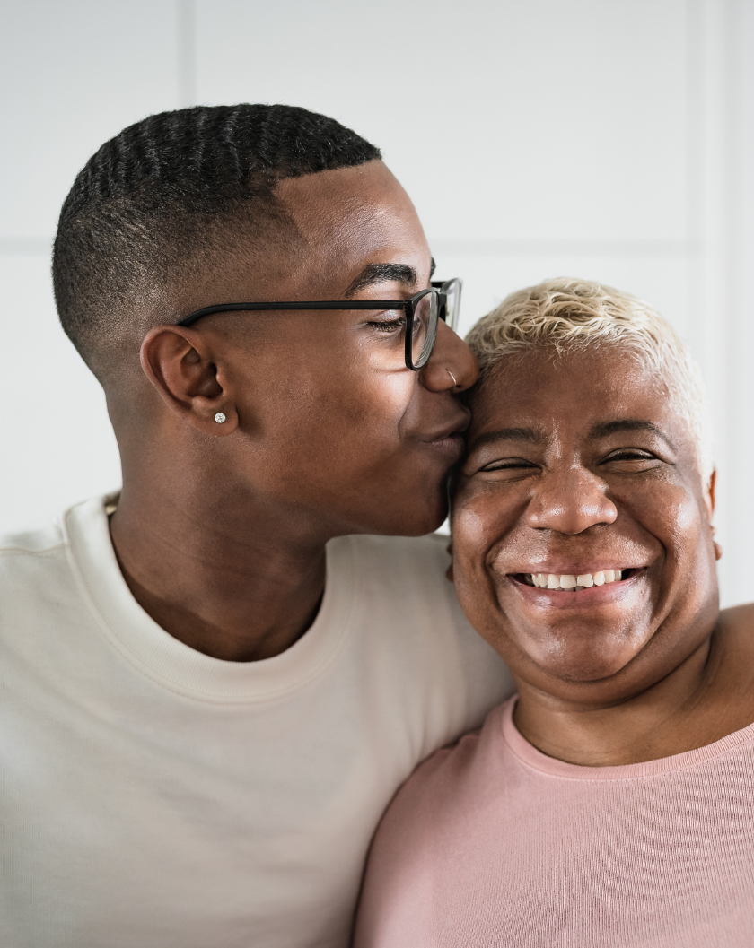 Young adult with family elder