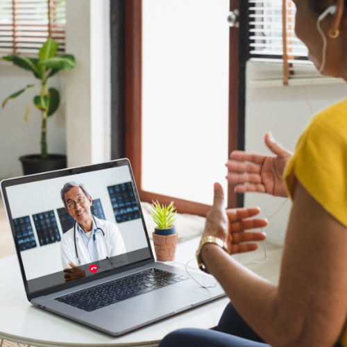 doctor on virtual call with patient