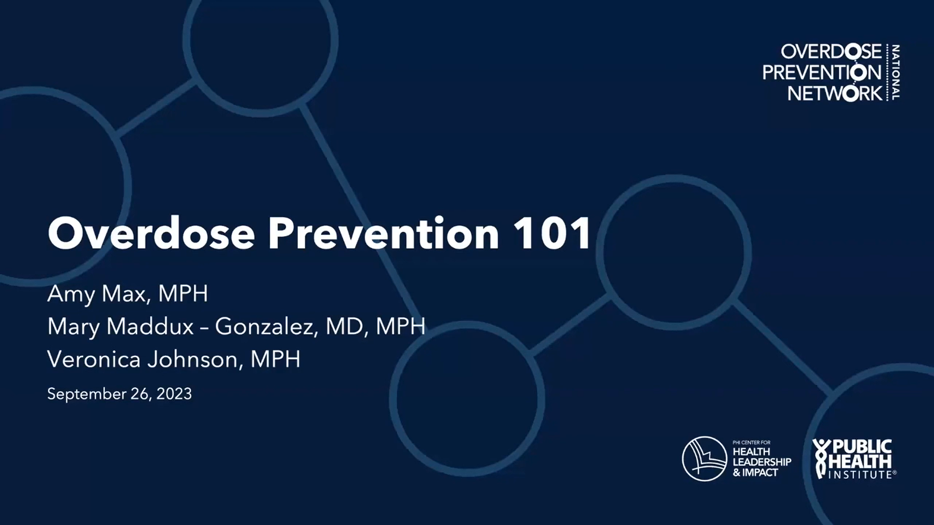 screenshot from Overdose Prevention webinar