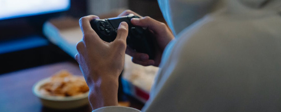 teen playing video game