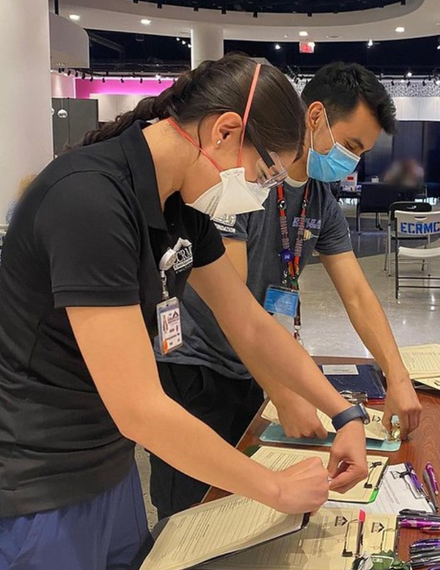 volunteers wearing protective masks