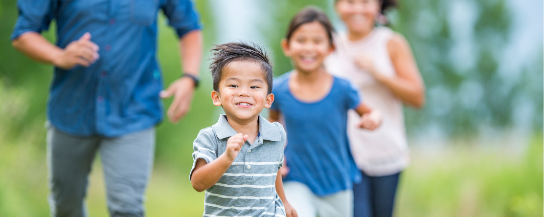 Family Running and Playing Outside⁠