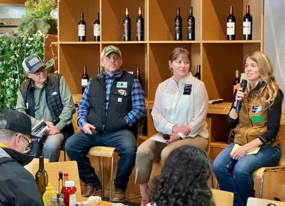 Panel on What is Regenerative Agriculture with Loren Poncia (2nd from left), Virginia Jameson, and Carrie Richards