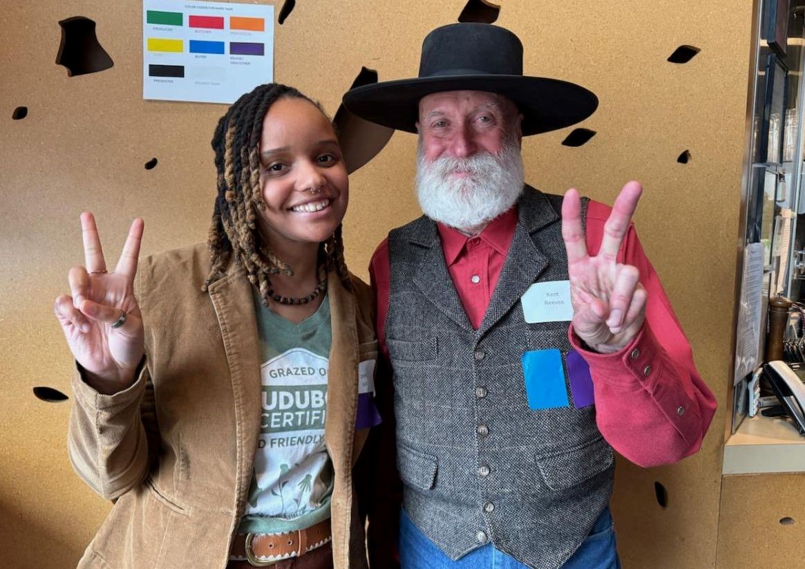 Participants with peace sign