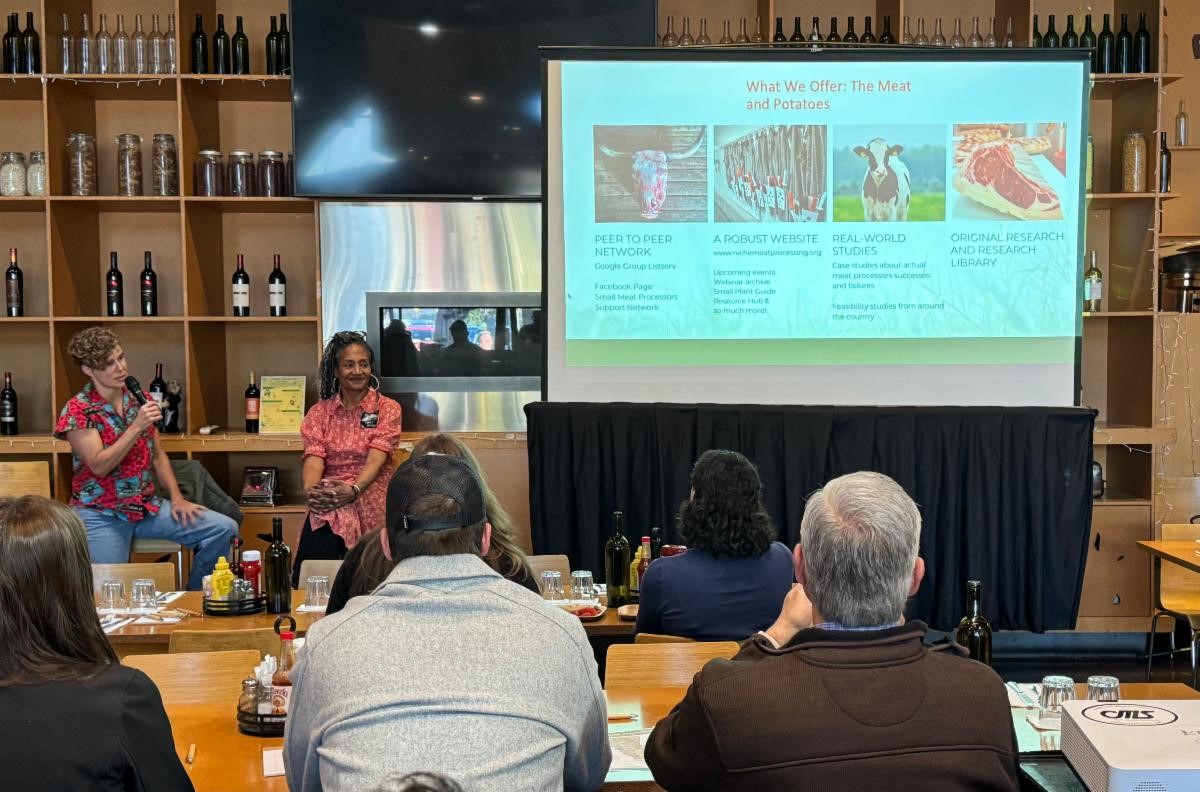 Rebecca Thistlethwaite and Michele Thorne of Good Meat Project presenting on Infrastructure & Processes for Meat Business Success.