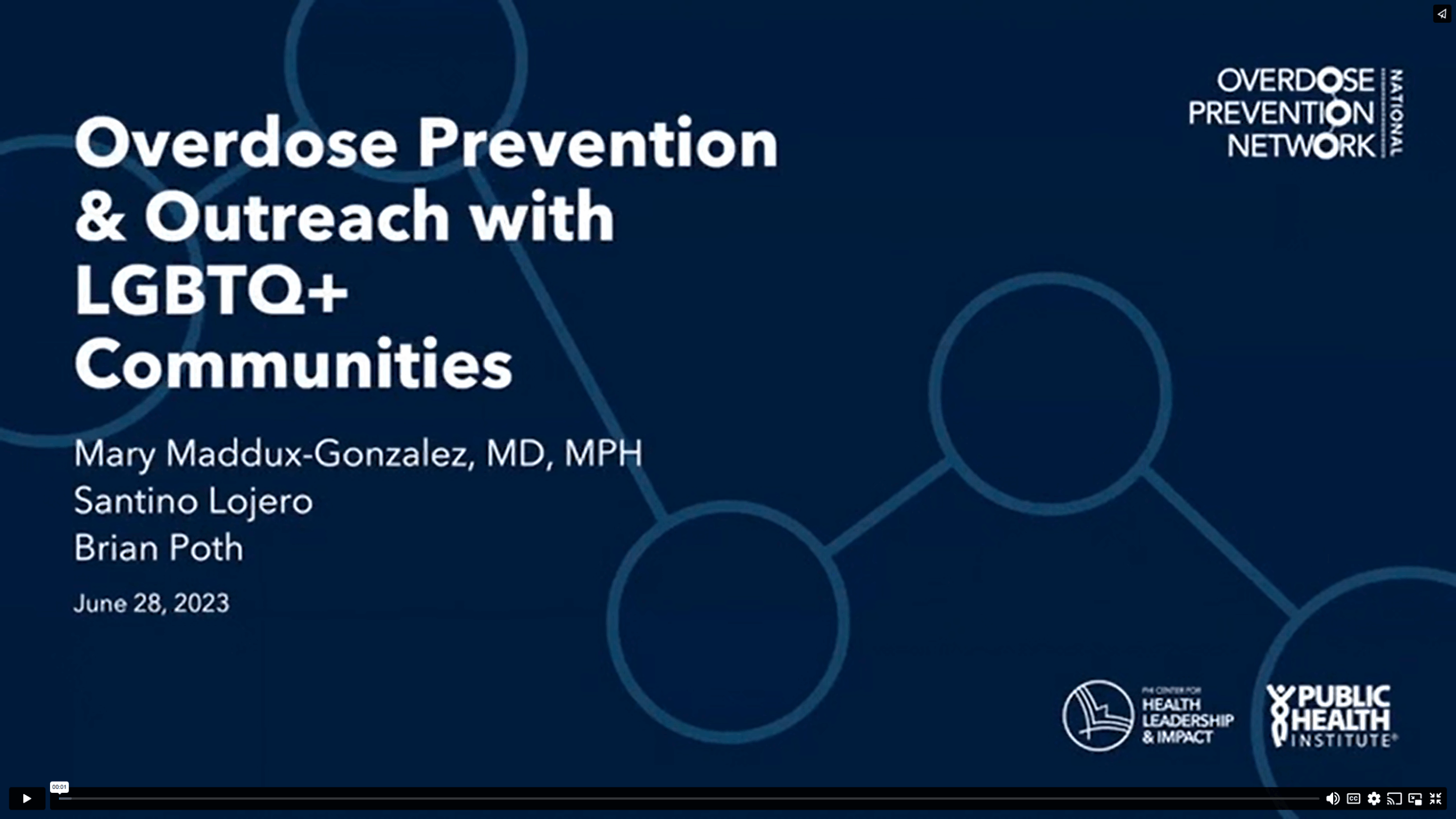 screenshot from webinar about Overdose Prevention and Outreach with LGBTQ Communities